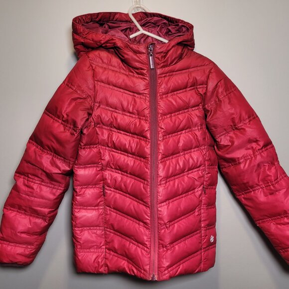 Girls' Hooded Puffer Jacket - Size 7/8 Pink Ombre - Picture 1 of 6